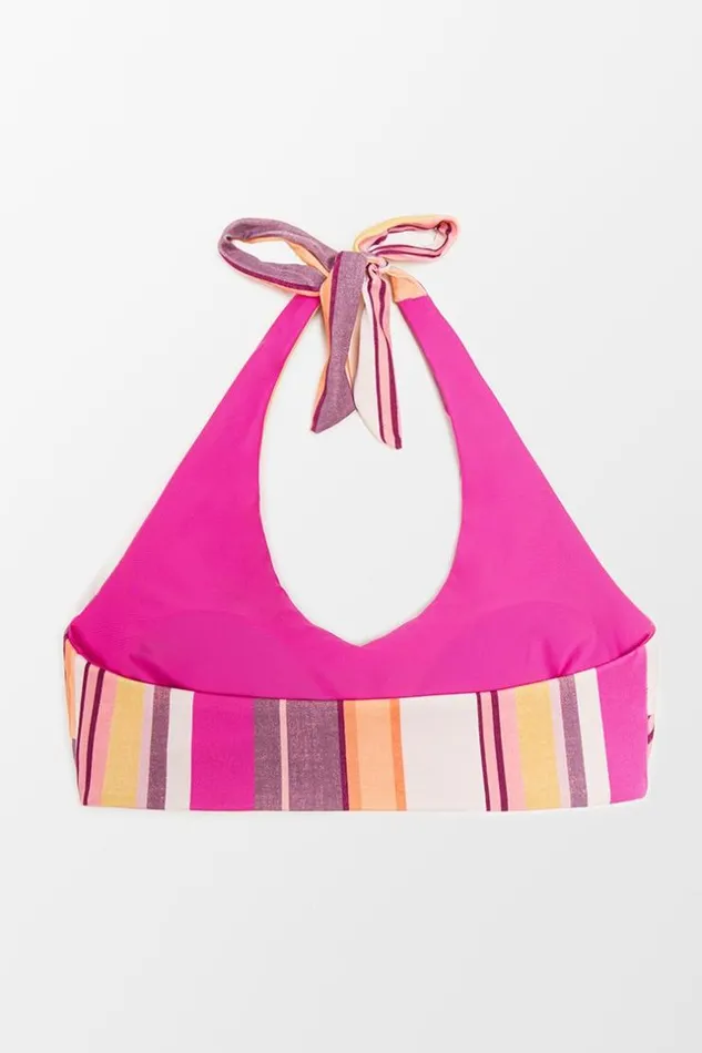 Women Bikini Tops Cupshe Nikita Striped Halter Bikini Top Multicolor