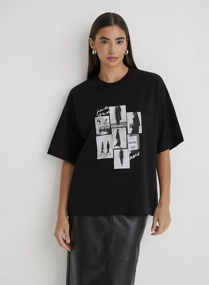 Women Black Catwalk Polaroid Graphic TShirt Bruni 4th and Reckless Tops