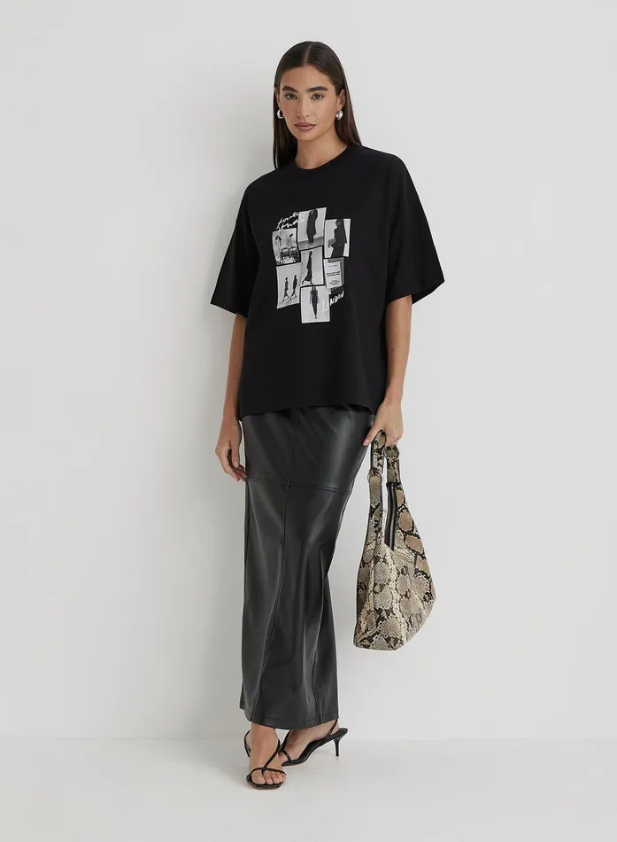 Women Black Catwalk Polaroid Graphic TShirt Bruni 4th and Reckless Tops