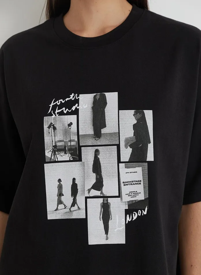 Women Black Catwalk Polaroid Graphic TShirt Bruni 4th and Reckless Tops