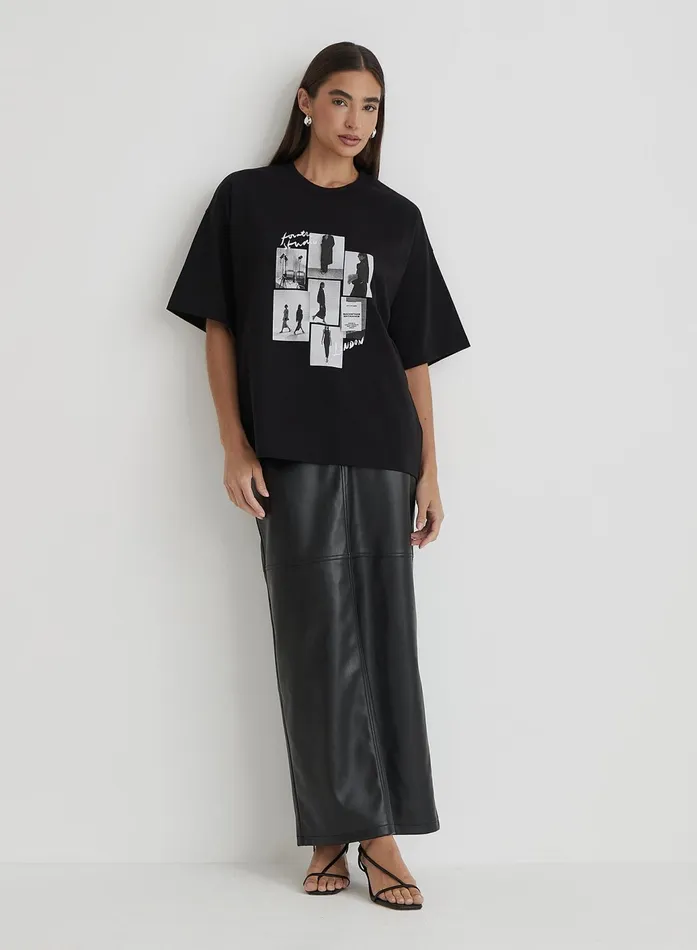 Women Black Catwalk Polaroid Graphic TShirt Bruni 4th and Reckless Tops