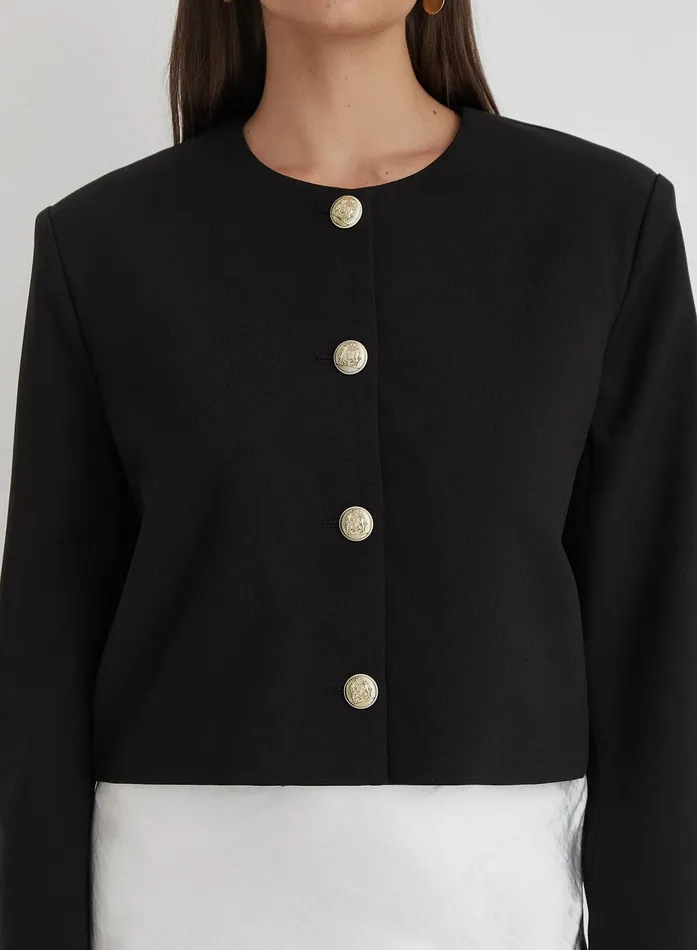 Women Black Cropped Tailored Jacket 8211 Lilah 4th and Reckless Party Wear