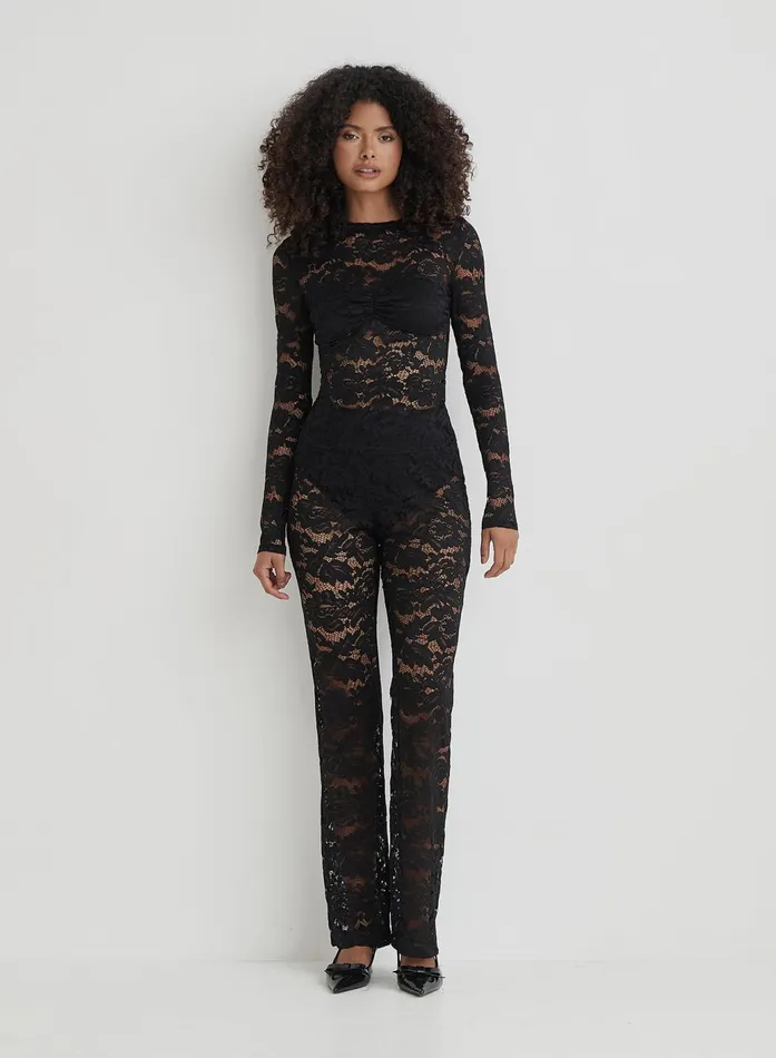 Women Black Lace High Waisted Trouser Luella 4th and Reckless Party Wear