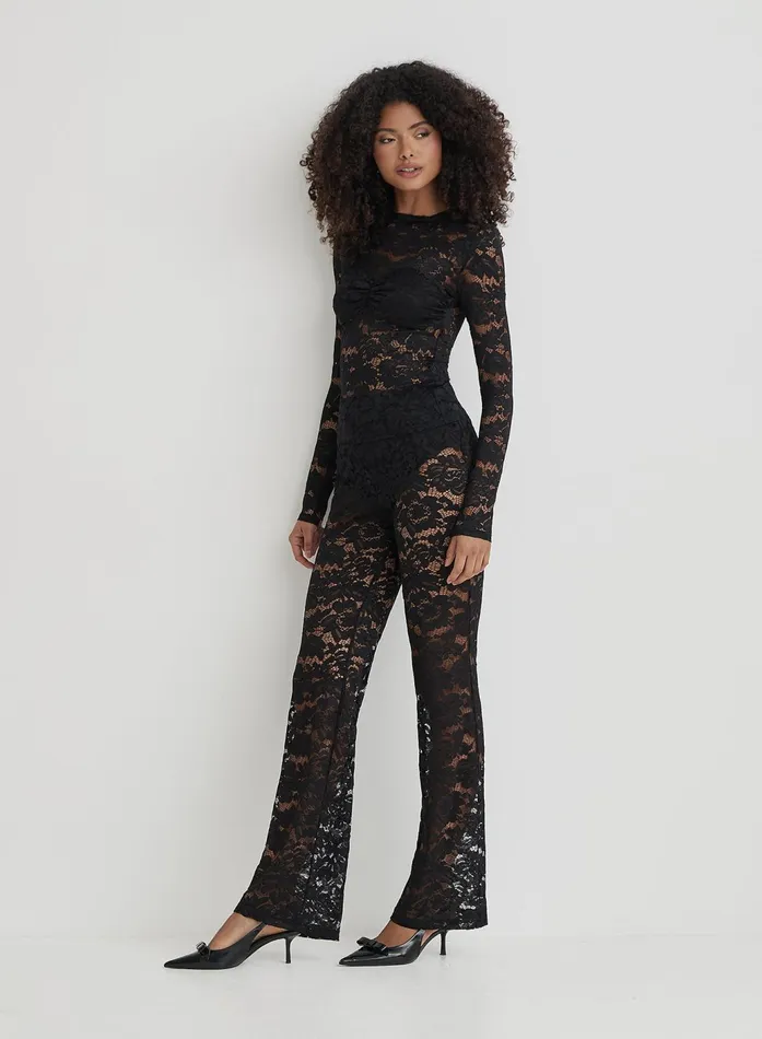Women Black Lace High Waisted Trouser Luella 4th and Reckless Party Wear