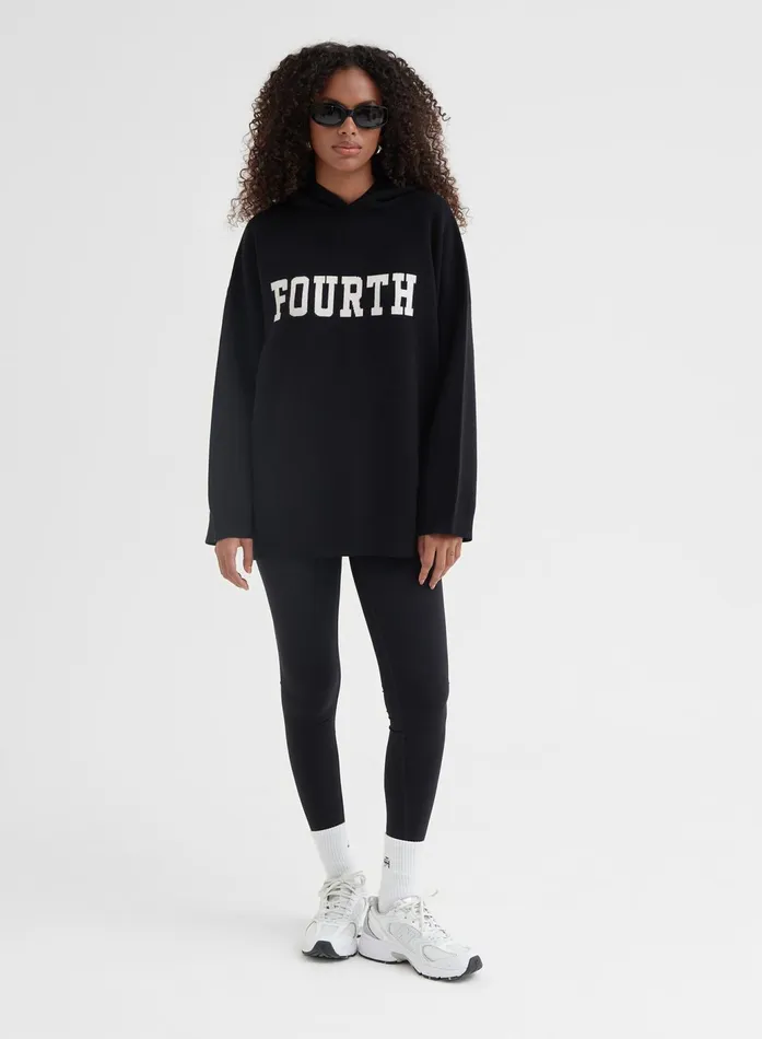 Women Black Oversized Fourth Knitted Hoodie 8211 Alexia 4th and Reckless Athleisure