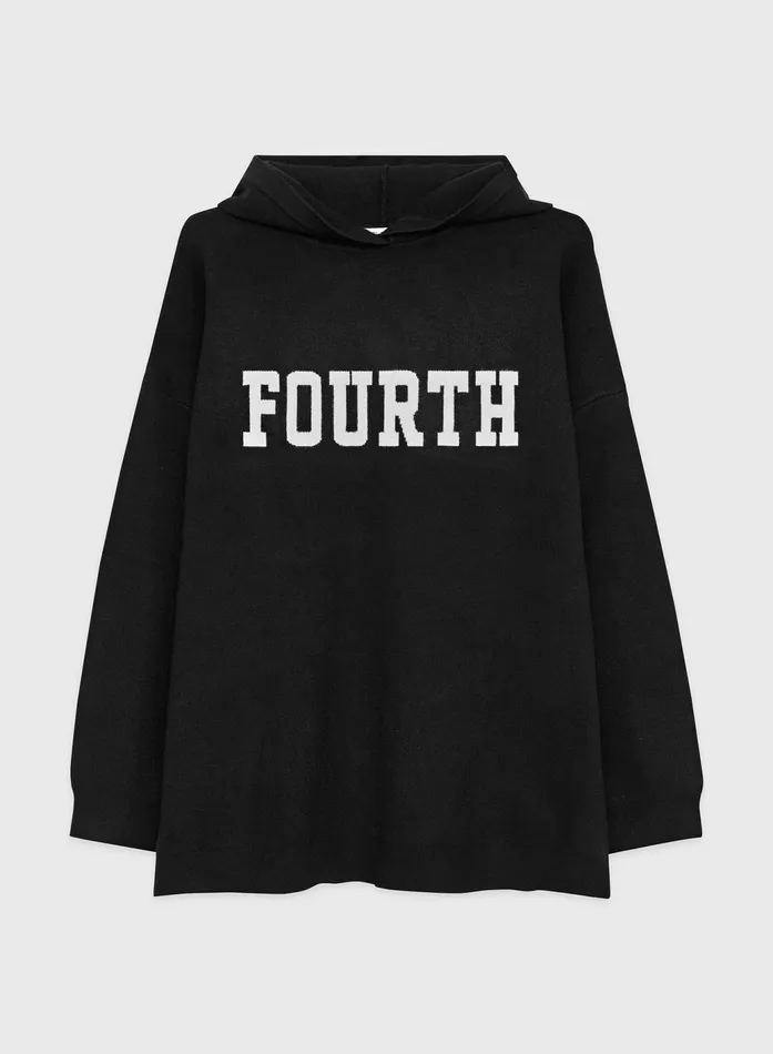 Women Black Oversized Fourth Knitted Hoodie 8211 Alexia 4th and Reckless Athleisure