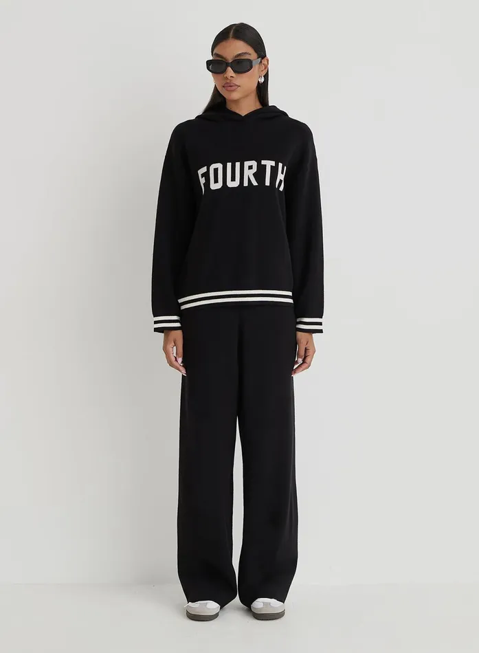 Women Black Oversized Fourth Knitted Hoodie Alexia 4th and Reckless Knitwear