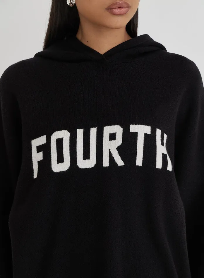 Women Black Oversized Fourth Knitted Hoodie Alexia 4th and Reckless Knitwear