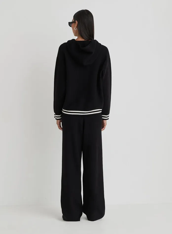 Women Black Oversized Fourth Knitted Hoodie Alexia 4th and Reckless Knitwear