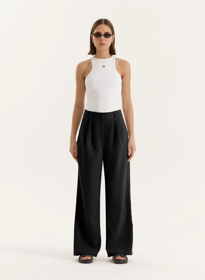 Women Black Tailored Wide Leg Trouser Reese 4th and Reckless Pants