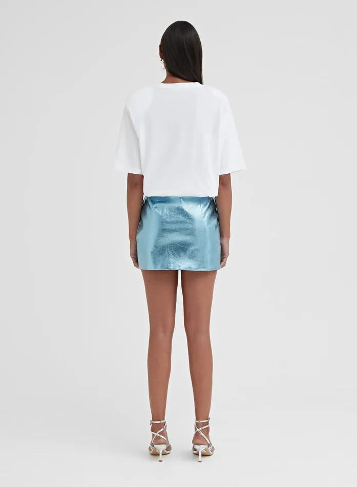Women Blue Metallic Faux Leather Mini Skirt 8211 Kiki 4th and Reckless Skirts