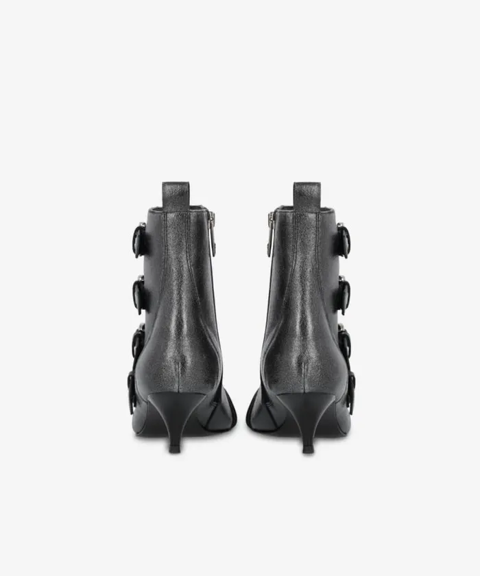 Women Boots Pinko Pointedtoe Leather Ankle Boots With Heel And Buckles Limo Black Women Boots Pinko Pointedtoe Leather Ankle Boots With Heel And Buckles Limo Black