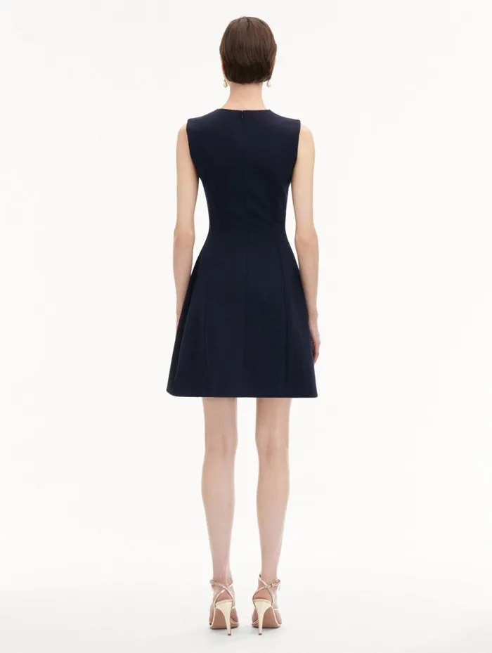 Women Bow Button Split Skirt Dress Navy Oscar De La Renta Dresses Women Bow Button Split Skirt Dress Navy Oscar De La Renta Dresses