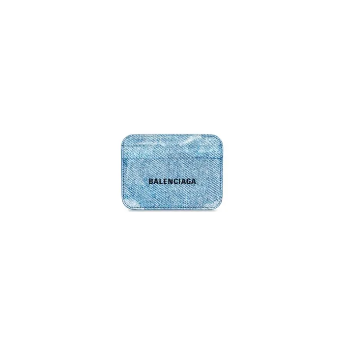 Women Card Holders Balenciaga Cash Card Holder Denim Print In Blue