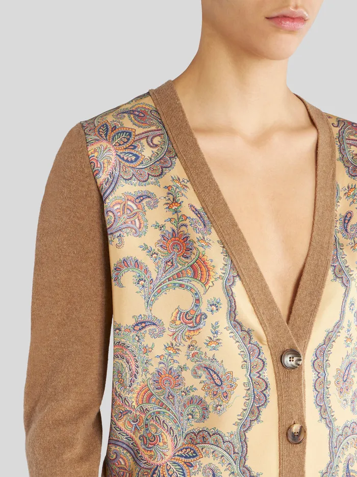 Women Cardigan With Silk Inserts Etro Knitwear