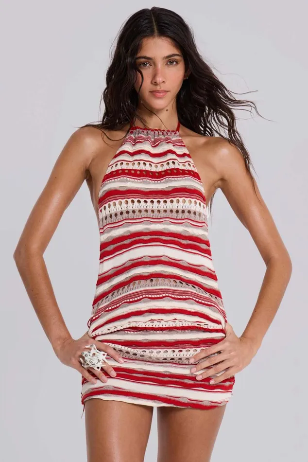Women Cata Halter Ruffle Knit Mini Dress Jaded London Mini Dresses