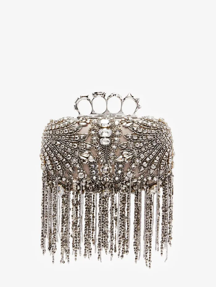 Women Clutches Alexander McQueen Exploded Victorian Jewel Knuckle Clutch Silver Women Clutches Alexander McQueen Exploded Victorian Jewel Knuckle Clutch Silver