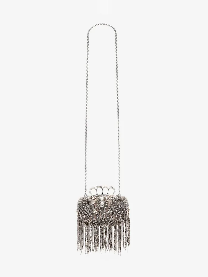 Women Clutches Alexander McQueen Exploded Victorian Jewel Knuckle Clutch Silver