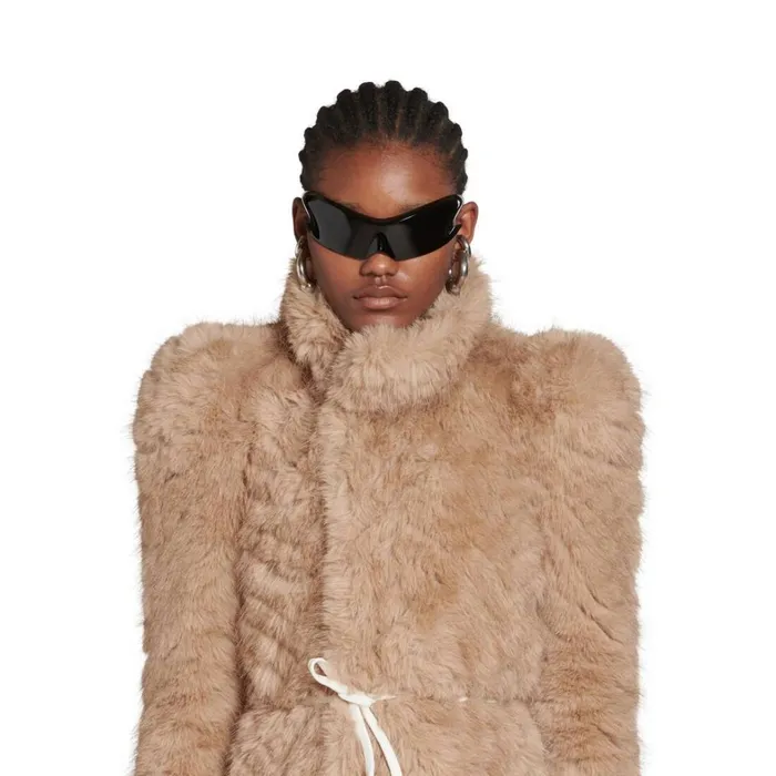 Women Coats and Jackets Balenciaga Round Shoulder Fitted Coat In Beige
