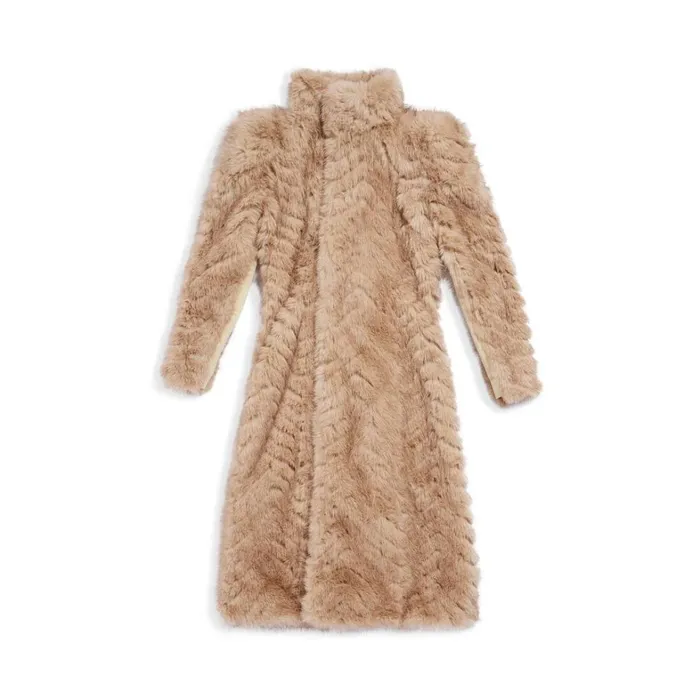 Women Coats and Jackets Balenciaga Round Shoulder Fitted Coat In Beige