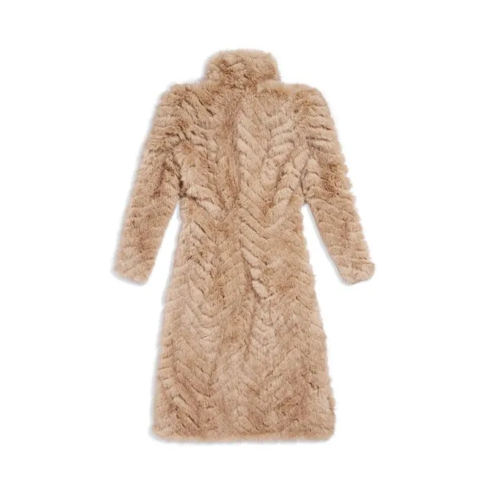 Women Coats and Jackets Balenciaga Round Shoulder Fitted Coat In Beige