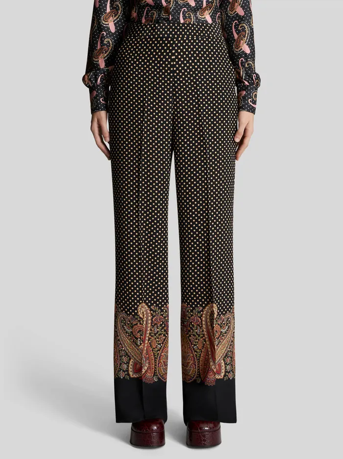 Women Crpe De Chine Palazzo Trousers Etro Trousers