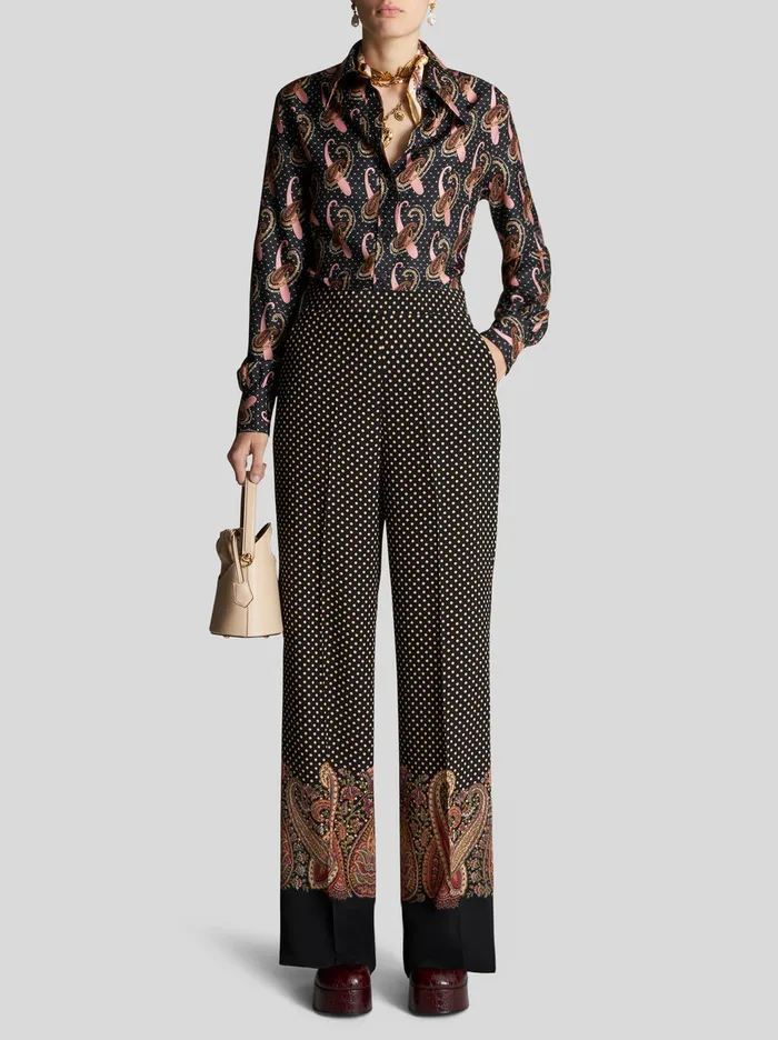 Women Crpe De Chine Palazzo Trousers Etro Trousers