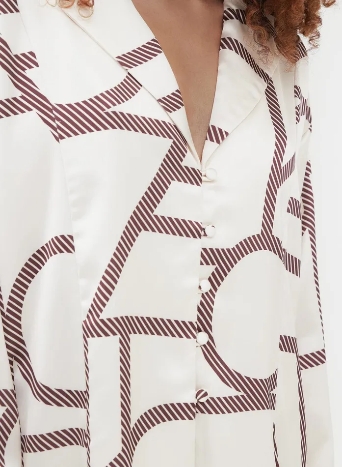 Women Cream Printed Satin Shirt 8211 Jiana 4th and Reckless Tops