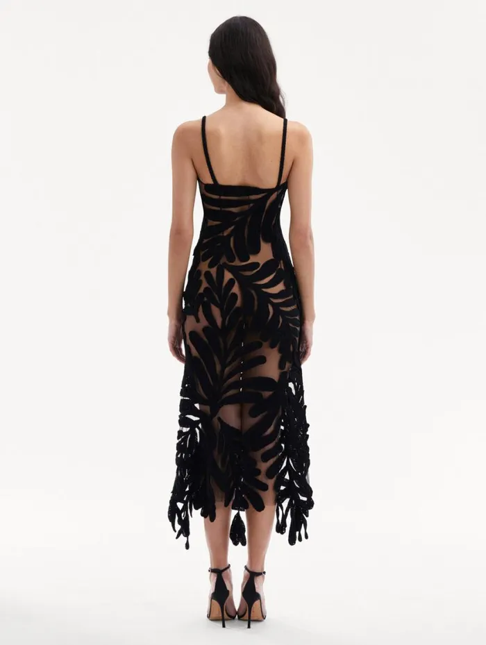 Women Crocheted Fern Midi Dress Black Oscar De La Renta Dresses Women Crocheted Fern Midi Dress Black Oscar De La Renta Dresses