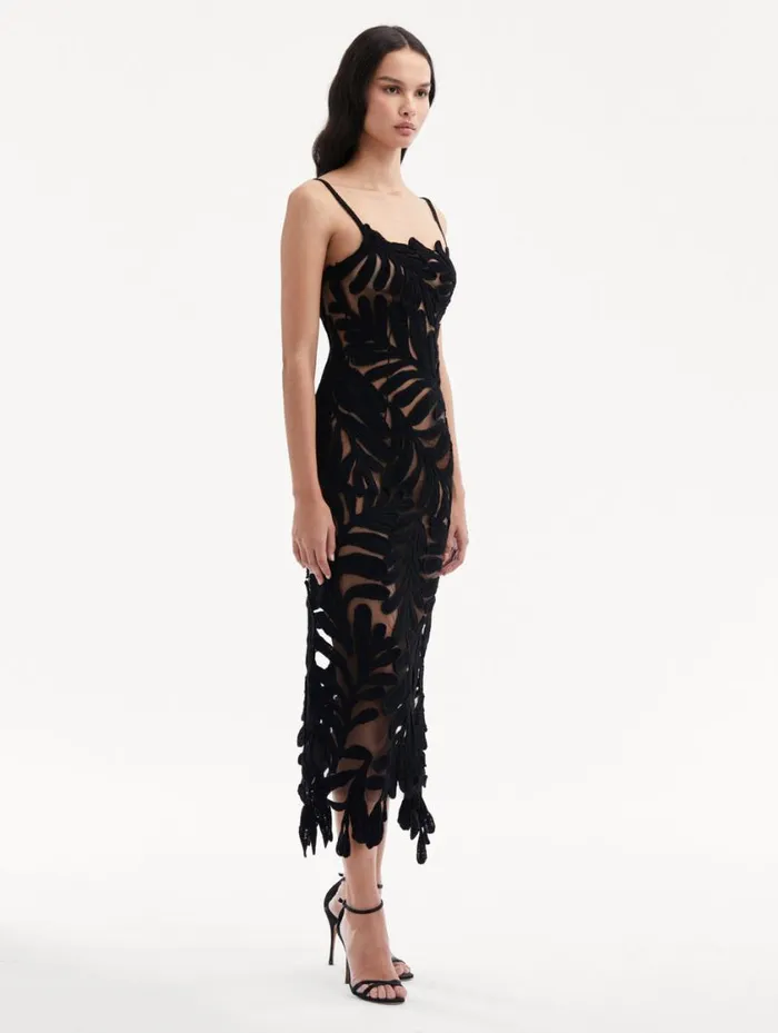Women Crocheted Fern Midi Dress Black Oscar De La Renta Dresses Women Crocheted Fern Midi Dress Black Oscar De La Renta Dresses