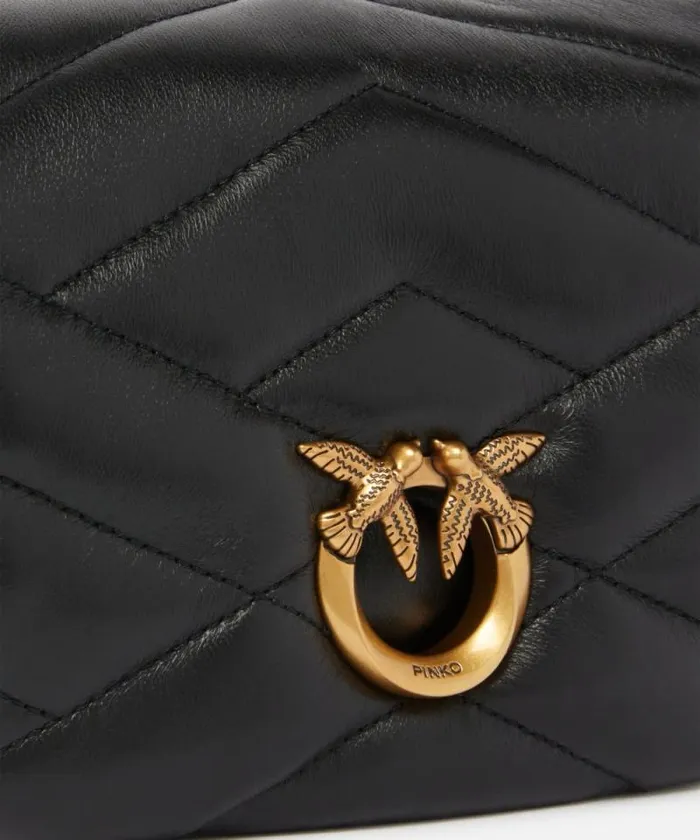Women Crossbody Bags Pinko Baby Love Bag Puff Nappa Quilted Shoulder Bag Blackantique Gold Women Crossbody Bags Pinko Baby Love Bag Puff Nappa Quilted Shoulder Bag Blackantique Gold