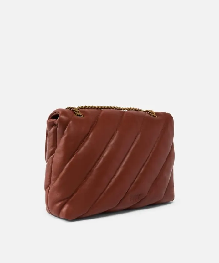 Women Crossbody Bags Pinko Big Love Bag Puff Maxi Quilt Arabantiquegold