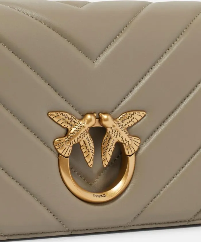 Women Crossbody Bags Pinko Classic LoveBag Click Big Chevron Walnutantique Gold Women Crossbody Bags Pinko Classic LoveBag Click Big Chevron Walnutantique Gold