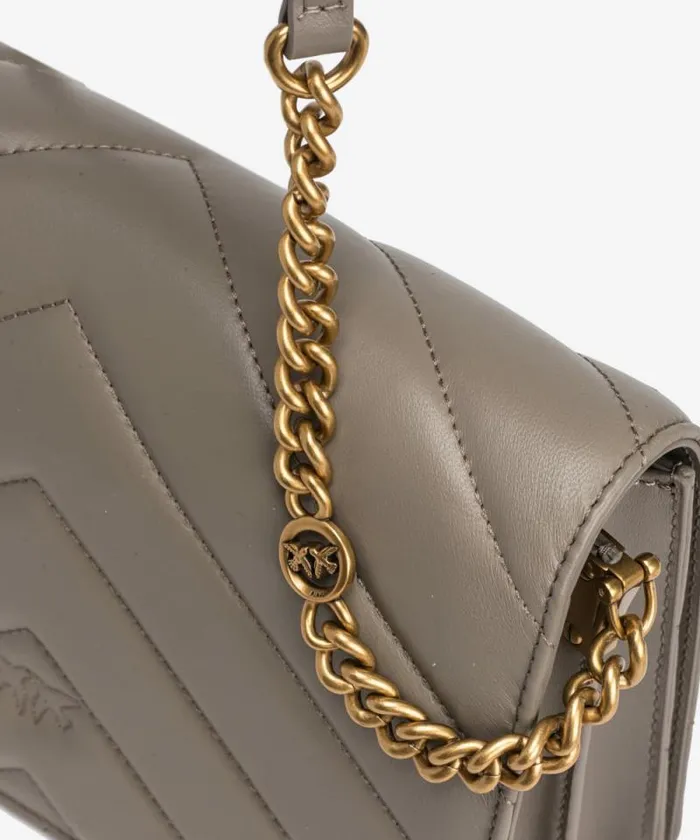 Women Crossbody Bags Pinko Classic LoveBag Click Big Chevron Walnutantique Gold Women Crossbody Bags Pinko Classic LoveBag Click Big Chevron Walnutantique Gold