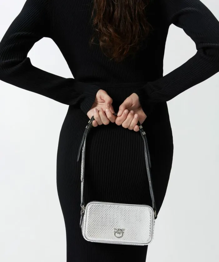 Women Crossbody Bags Pinko Laminated Reptileeffect Rectangular Handbag Silverbrushed Silver Women Crossbody Bags Pinko Laminated Reptileeffect Rectangular Handbag Silverbrushed Silver