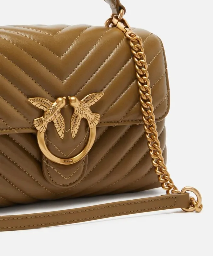 Women Crossbody Bags Pinko Mini Lady Love Bag Puff Chevron Plantationantiquegold