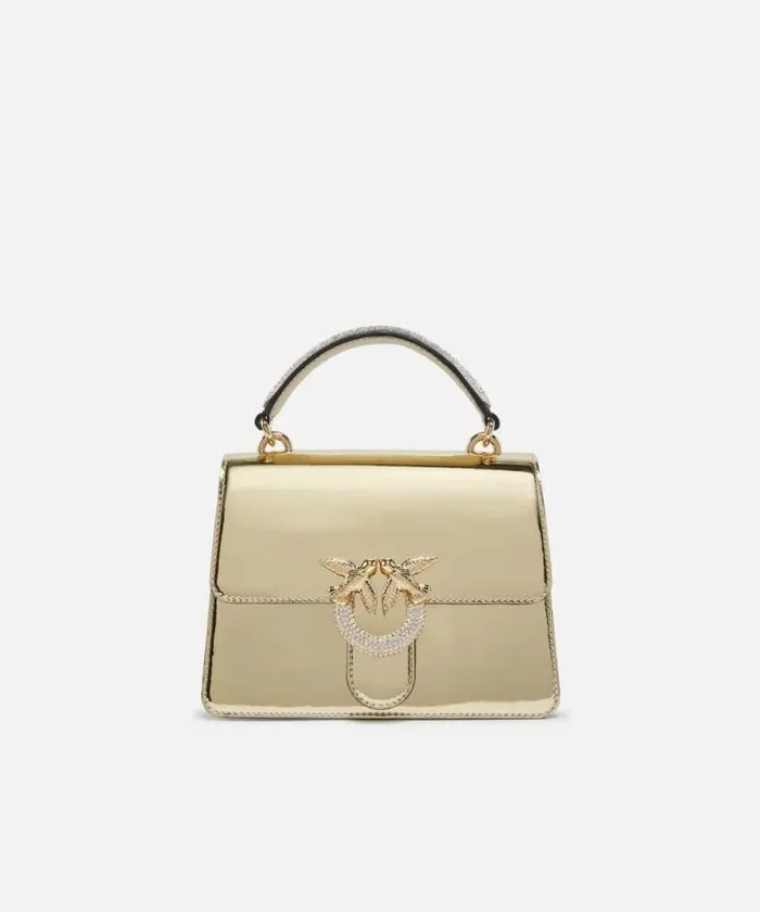 Women Crossbody Bags Pinko Mini Love Bag Handbag With Golden Mirror Effect Goldshiny Gold Women Crossbody Bags Pinko Mini Love Bag Handbag With Golden Mirror Effect Goldshiny Gold
