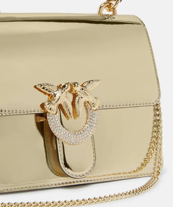 Women Crossbody Bags Pinko Mini Love Bag Handbag With Golden Mirror Effect Goldshiny Gold Women Crossbody Bags Pinko Mini Love Bag Handbag With Golden Mirror Effect Goldshiny Gold