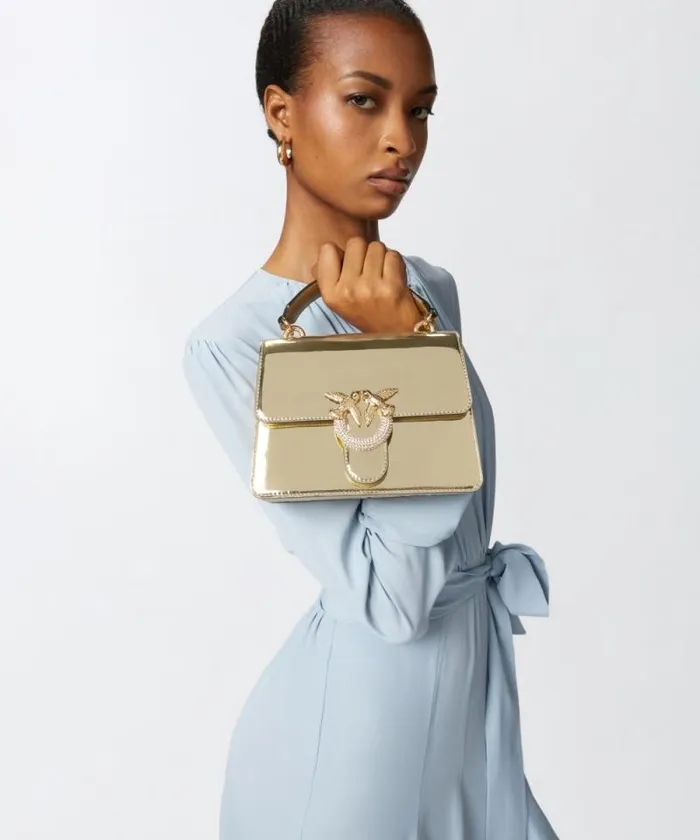 Women Crossbody Bags Pinko Mini Love Bag Handbag With Golden Mirror Effect Goldshiny Gold Women Crossbody Bags Pinko Mini Love Bag Handbag With Golden Mirror Effect Goldshiny Gold
