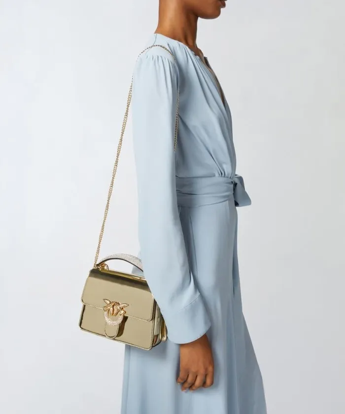Women Crossbody Bags Pinko Mini Love Bag Handbag With Golden Mirror Effect Goldshiny Gold Women Crossbody Bags Pinko Mini Love Bag Handbag With Golden Mirror Effect Goldshiny Gold