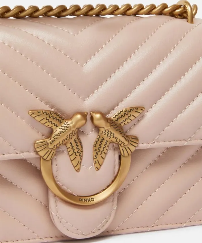 Women Crossbody Bags Pinko Mini Love Bag One Chevron Pinkdusty Pinkantique Gold