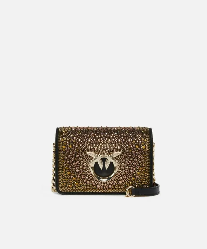 Women Crossbody Bags Pinko PINKO Galleria Fullrhinestone Mini Love Bag Click Blacklight Gold Women Crossbody Bags Pinko PINKO Galleria Fullrhinestone Mini Love Bag Click Blacklight Gold