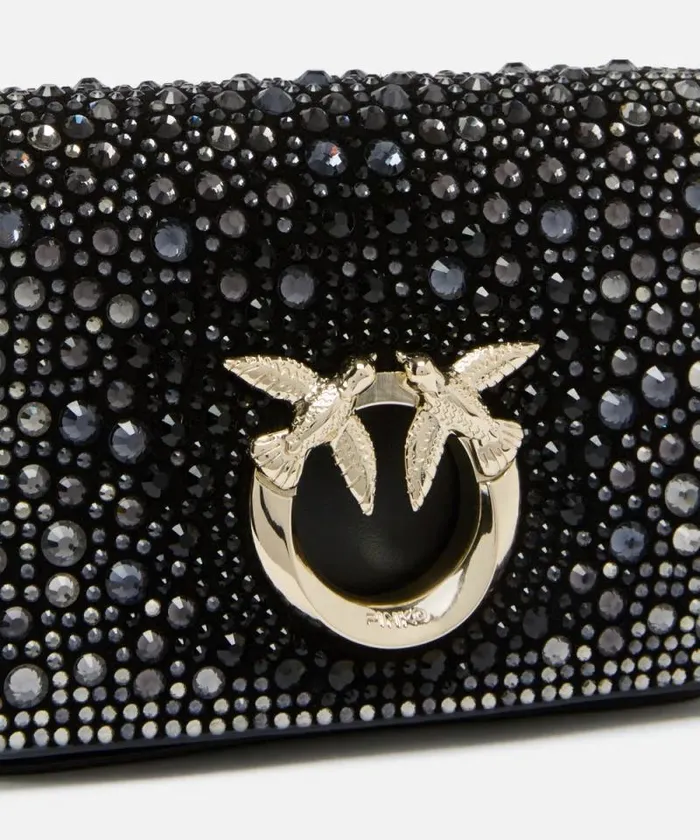 Women Crossbody Bags Pinko Rhinestonedetailed Micro Love Bag Clutch With Detachable Shoulder Strap Blacklight Gold Women Crossbody Bags Pinko Rhinestonedetailed Micro Love Bag Clutch With Detachable Shoulder Strap Blacklight Gold
