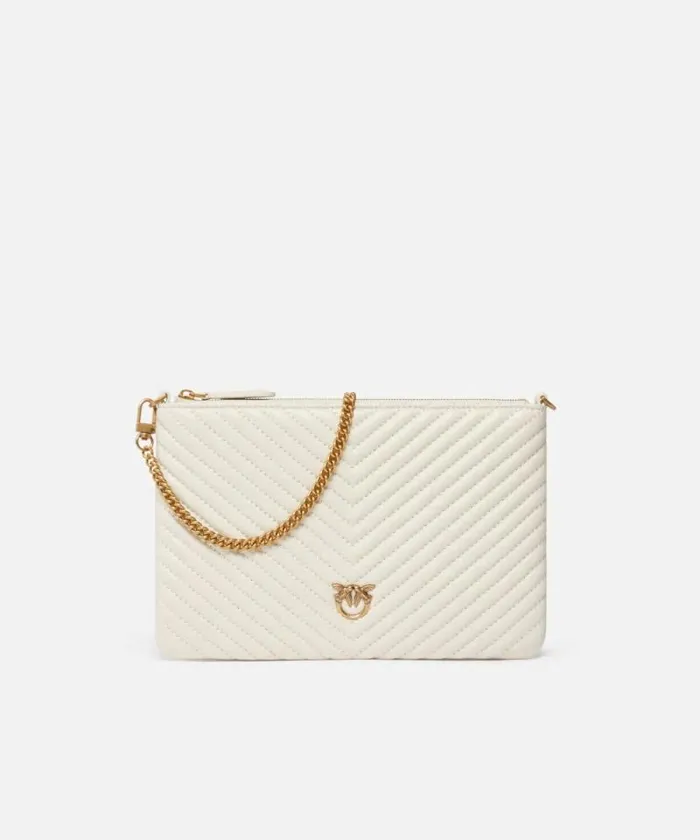 Women Crossbody Bags Pinko Small Quilted Nappa Leather Envelope Bag Whitewhiteantique Gold Women Crossbody Bags Pinko Small Quilted Nappa Leather Envelope Bag Whitewhiteantique Gold