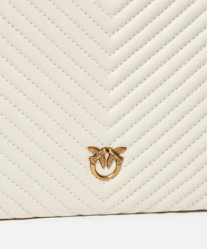 Women Crossbody Bags Pinko Small Quilted Nappa Leather Envelope Bag Whitewhiteantique Gold Women Crossbody Bags Pinko Small Quilted Nappa Leather Envelope Bag Whitewhiteantique Gold