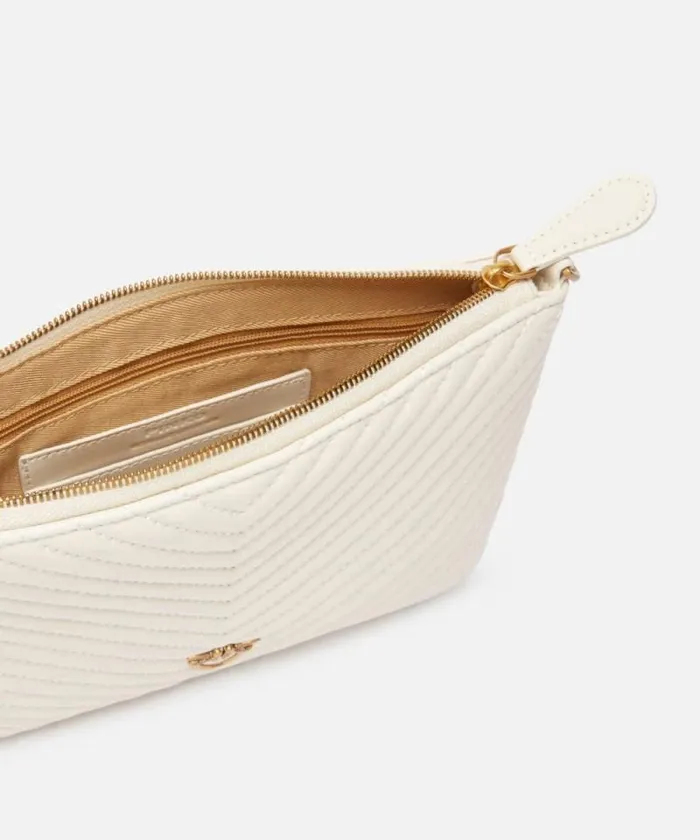 Women Crossbody Bags Pinko Small Quilted Nappa Leather Envelope Bag Whitewhiteantique Gold Women Crossbody Bags Pinko Small Quilted Nappa Leather Envelope Bag Whitewhiteantique Gold