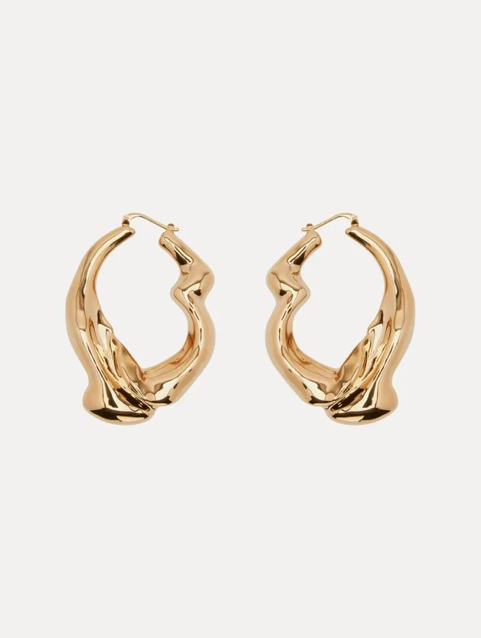 Women Crushed Hoop Earrings Gold Oscar De La Renta Earrings