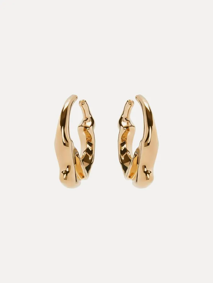 Women Crushed Hoop Earrings Gold Oscar De La Renta Earrings Women Crushed Hoop Earrings Gold Oscar De La Renta Earrings