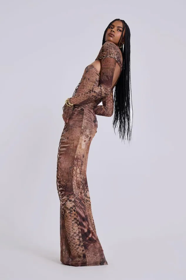 Women Dahna Macrame Mesh Maxi Dress Jaded London Maxi Dresses