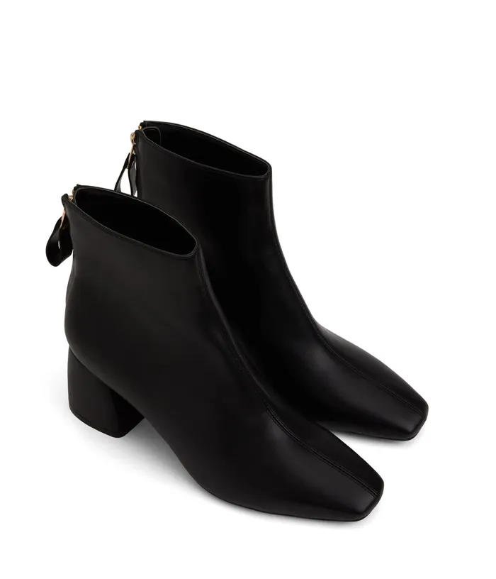 Women Deena Vegan Mid Heel Boots Black Matt and Nat Heels